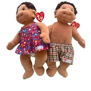 1996 2 Ty Beanie Babies Kids Dolls CUTIE & RASCAL African American Plush tags